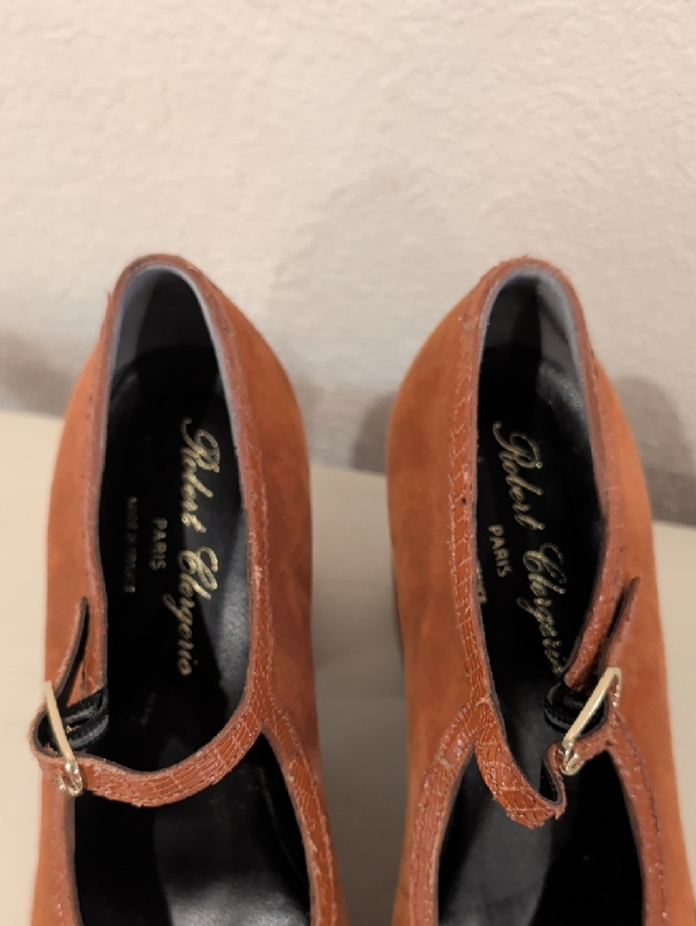 Robert Clergerie Rust Suede Platform Mary Jane Heels - Picture 6 of 8
